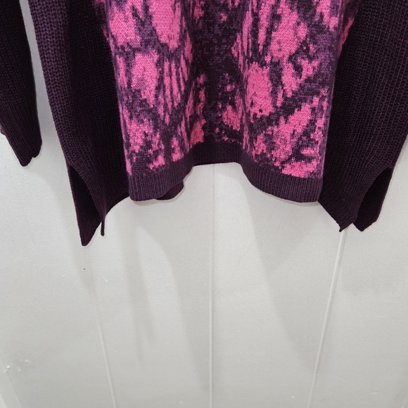 LOGO Lori Goldstein Pink/Purple Acrylic Sweater Abstract Design Panel Size L - Picture 4 of 10